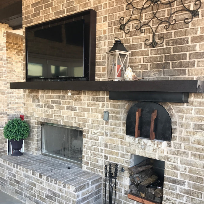 Outdoor Fireplace With TV: Custom Build Including a Brick Pizza Oven