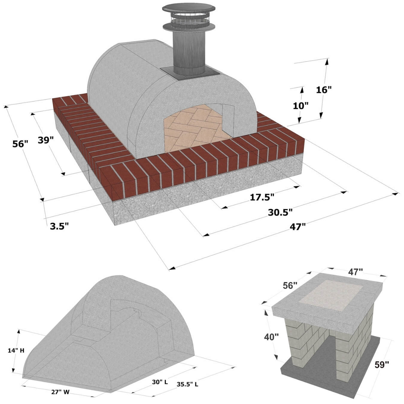 Cortile Barile Pizza Oven Dimensions