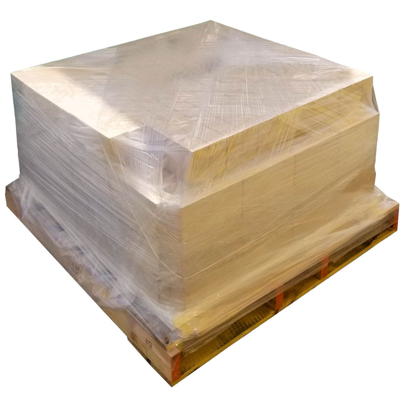 A shrink-wrapped pallet of full-size fire brick ready for freight delivery