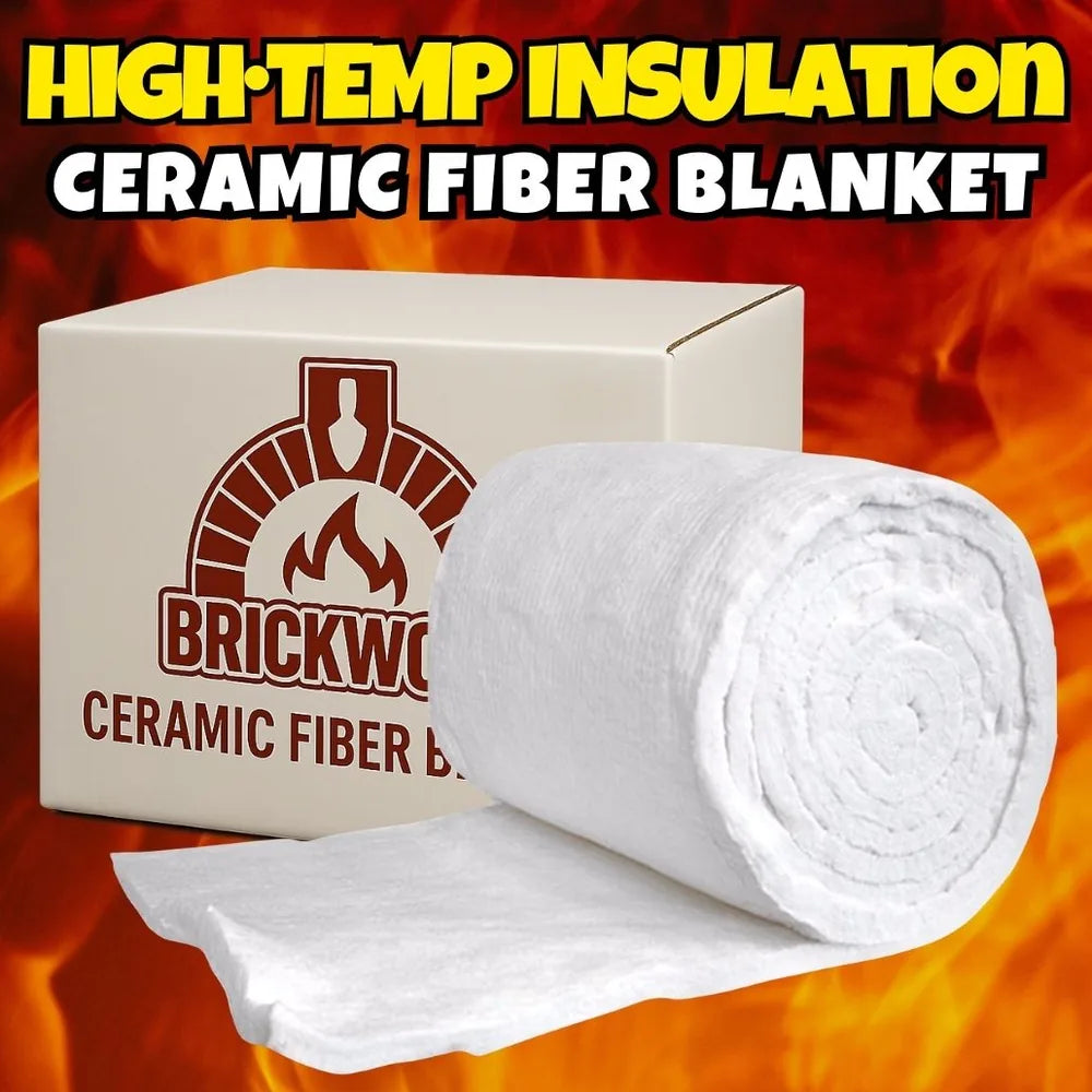 Ceramic fiber insulation blanket roll and box, 2300°F high-temp insulation for pizza ovens, kilns and forges