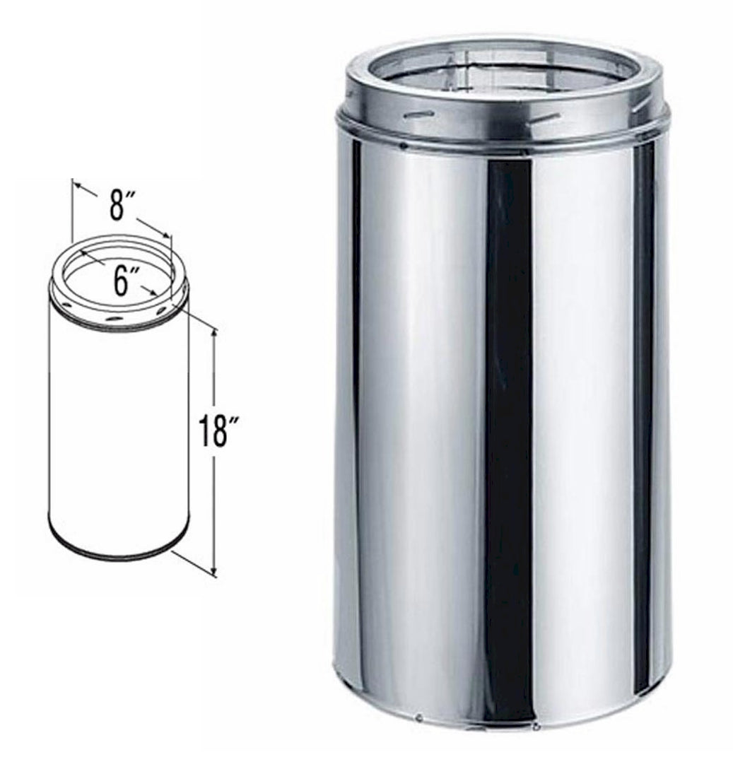 Pizza Oven Chimney Pipe | 6" x 12" Double-Wall Stainless Steel Extension