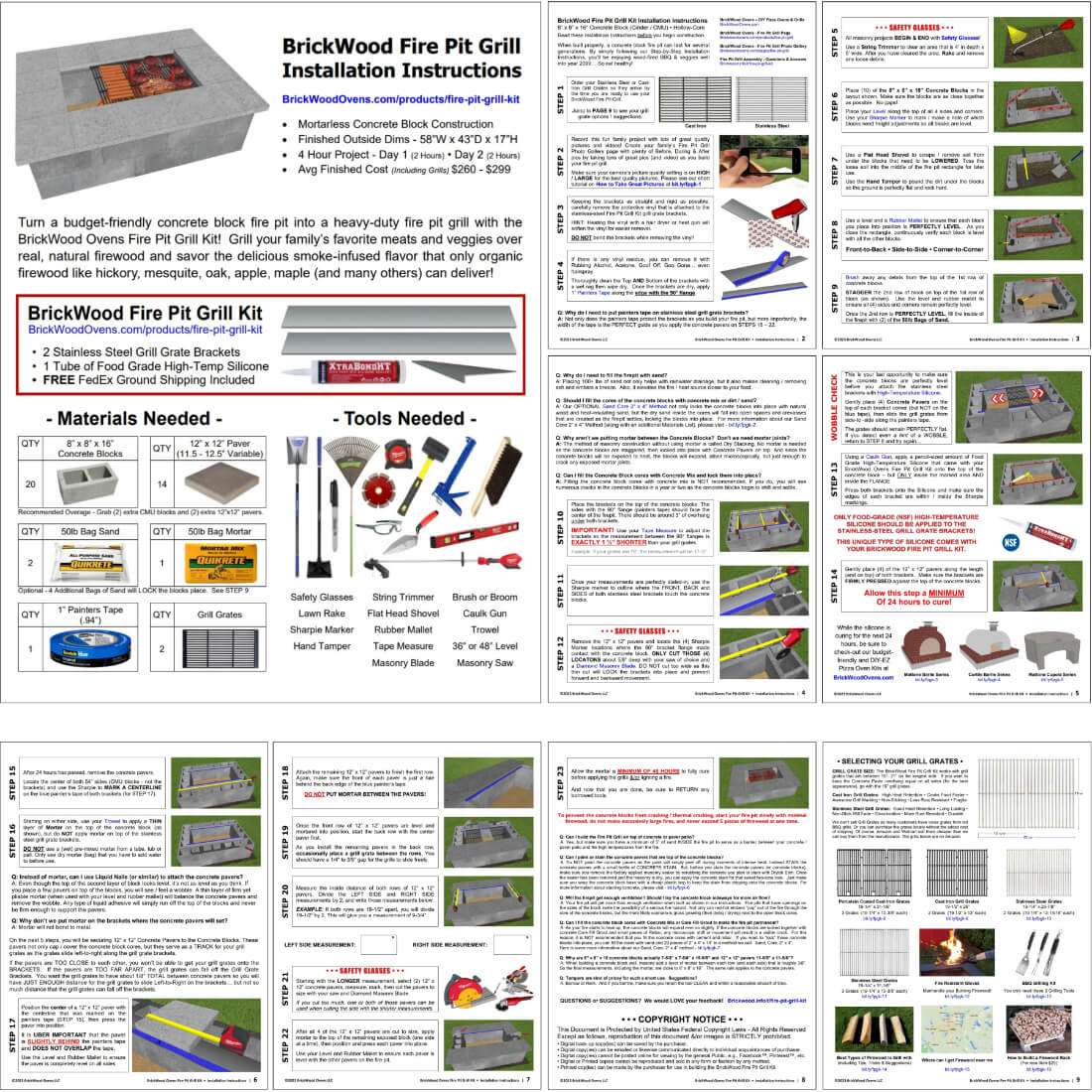 Free fire pit grill plans PDF with materials list and step-by-step instructions