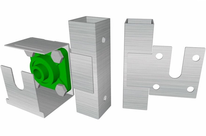 ADJUSTABLE HEIGHT 304 GRADE STAINLESS STEEL POST SLEEVES with F204 BEARING and MOUNTING HARDWARE