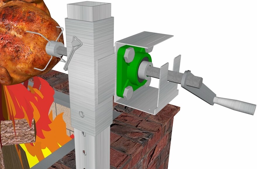 BrickWood Box Rotisserie - Manual Crankshaft